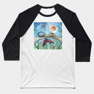 "Down by the Pond" Mermaid Art by Molly Harrison Baseball T-Shirt